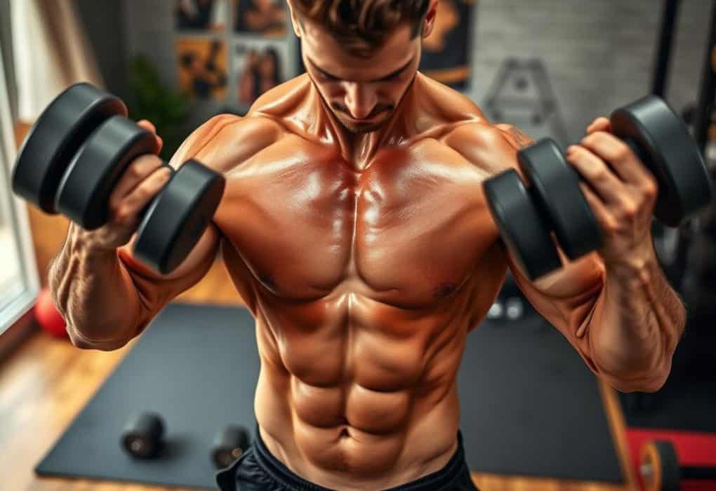 full-body muscle engagement with dumbbells