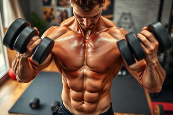 full-body muscle engagement with dumbbells